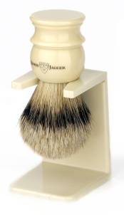Edwin Jagger - Silver tip badger scheerkwast met stand - Ivory