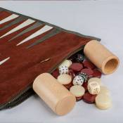 Manopoulos, Bordeaux Rode Sueded rollup Backgammon