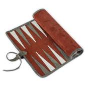 Manopoulos, Bordeaux Rode Sueded rollup Backgammon