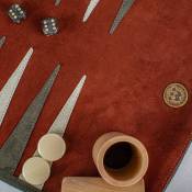 Manopoulos, Bordeaux Rode Sueded rollup Backgammon