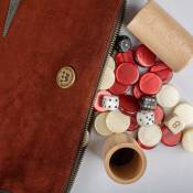 Manopoulos, Bordeaux Rode Sueded rollup Backgammon