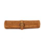 Manopoulos, Cinnamon Brown Sueded rollup Backgammon with brown & cream points