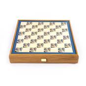 Manopoulos, Classic 4-in-1 Style Combinatiespel Walnoot Replica in Marineblauw