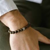 Steel & Barnett, Stones armband Basic, Matt Bronzite S