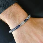 Steel & Barnett, Stones armband Colourful Cal Barrel Gemstone, Matt Sodalite M