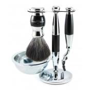 Edwin Jagger - Diffusion 36 - 4-delige scheerset - Mach3 - Synthetisch haar - Imitation Ebony